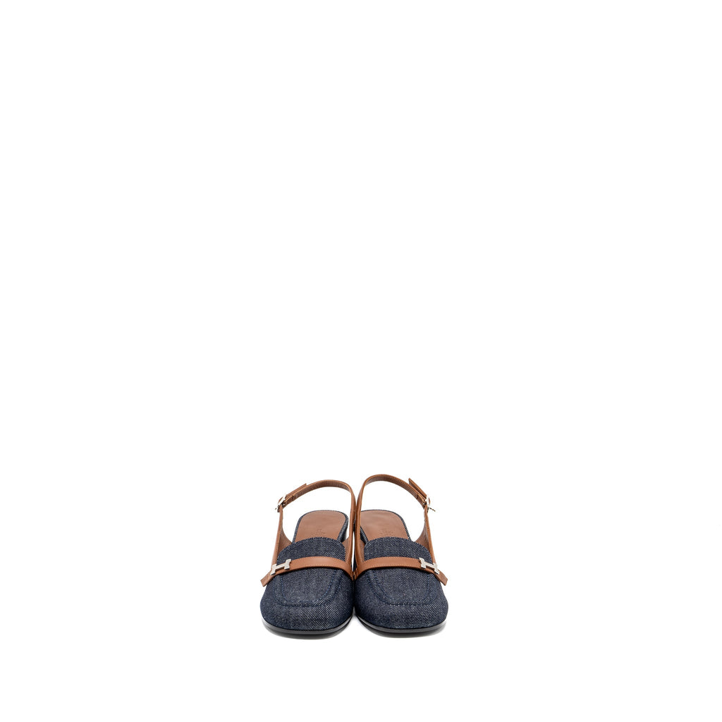 HERMES SANDALS DENIM DARK BLUE/GOLD SHW