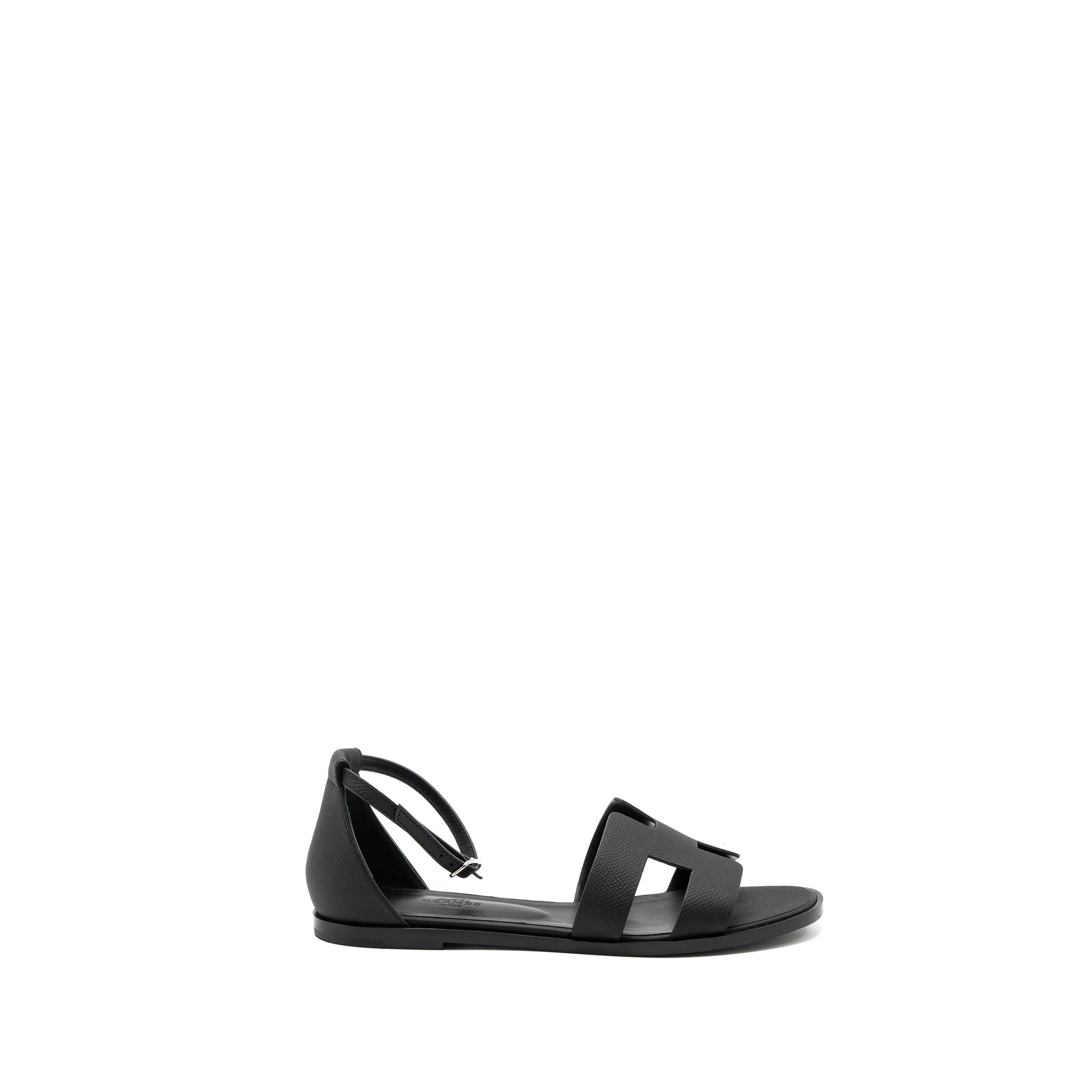 HERMES SANTORINI SANDALS LEATHER BLACK SHW