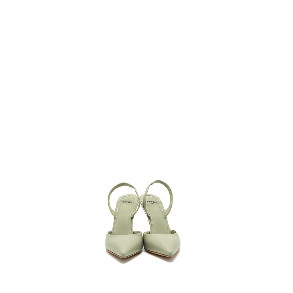 FENDI FENDI FIRST HIGH-HEELED SLINGBACKS LEATHER GREEN SHW