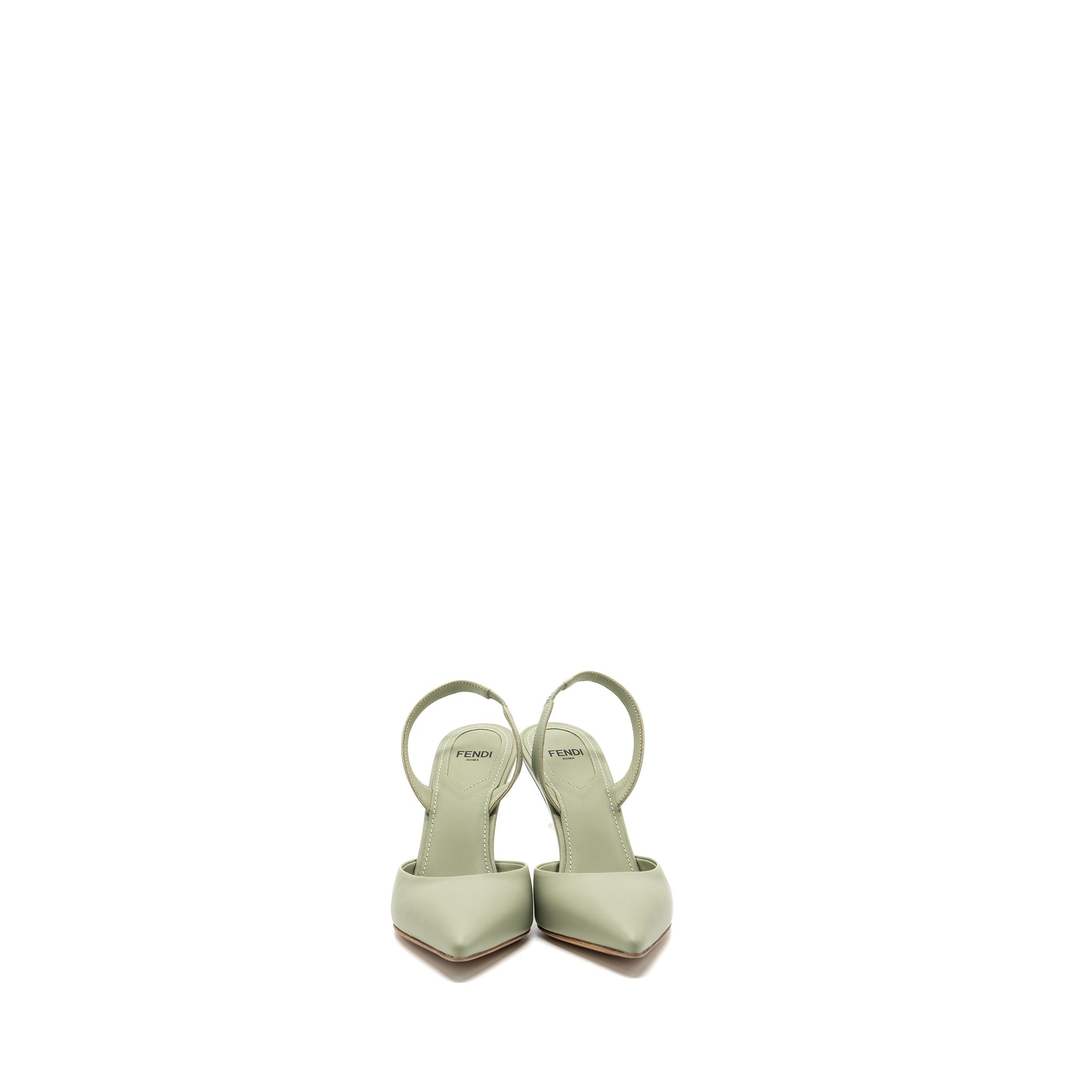 FENDI FENDI FIRST HIGH-HEELED SLINGBACKS LEATHER GREEN SHW