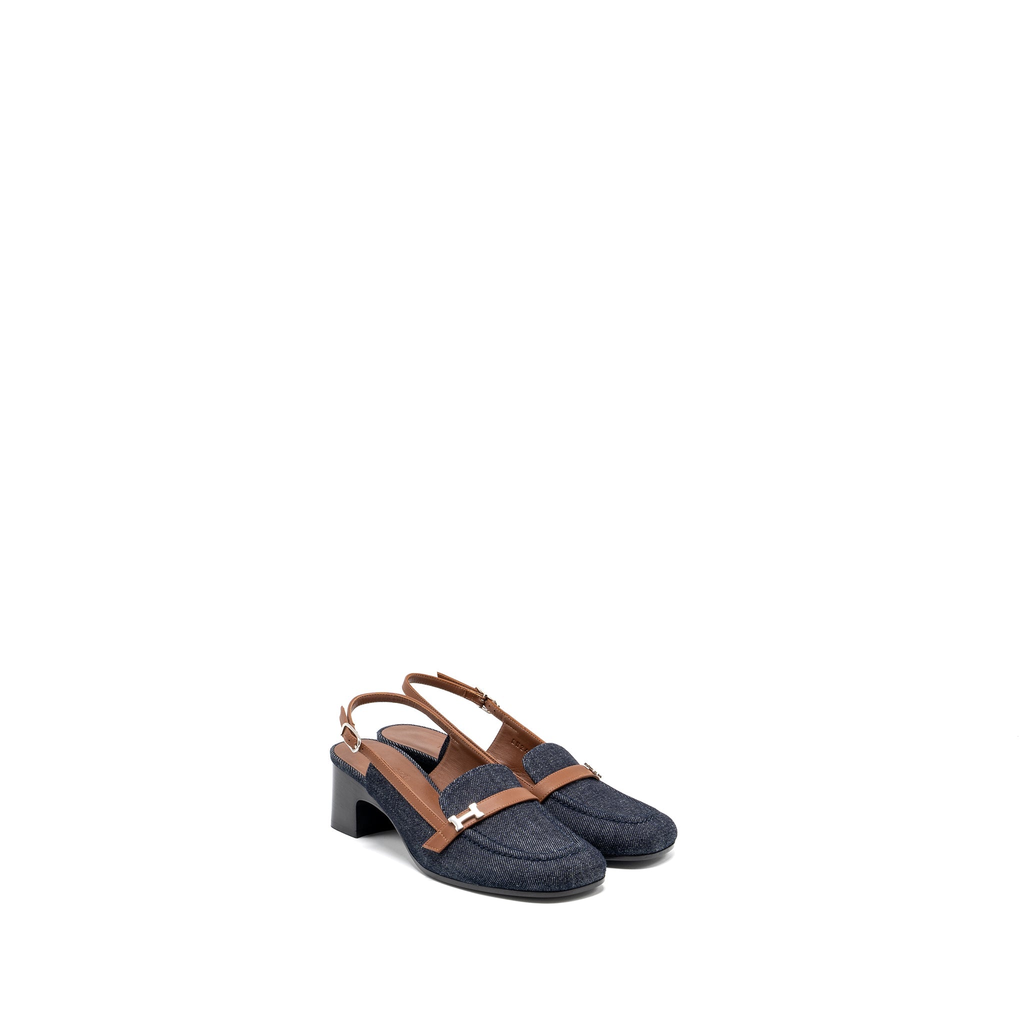 HERMES SANDALS DENIM DARK BLUE/GOLD SHW