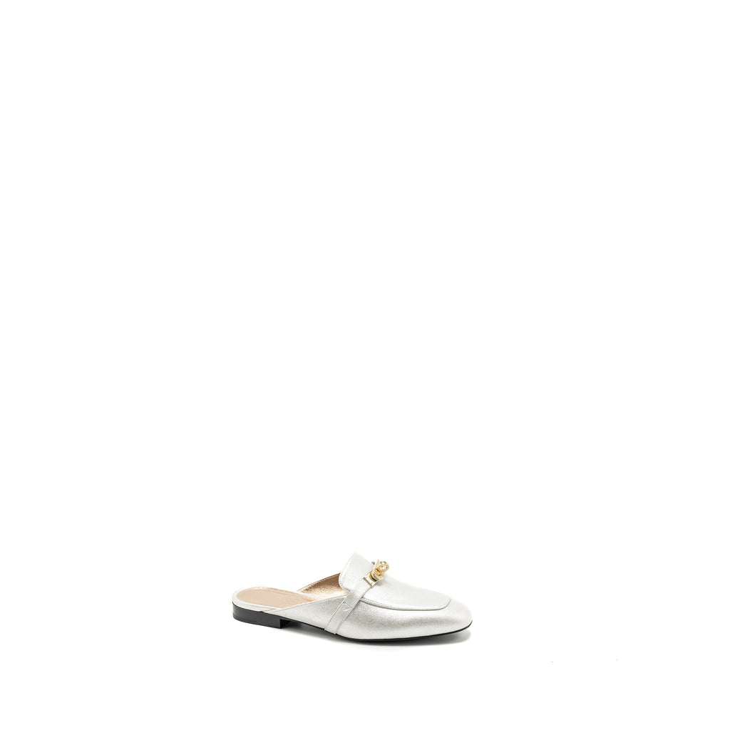 HERMES OZ MULE SUEDE GOATSKIN SILVER LGHW