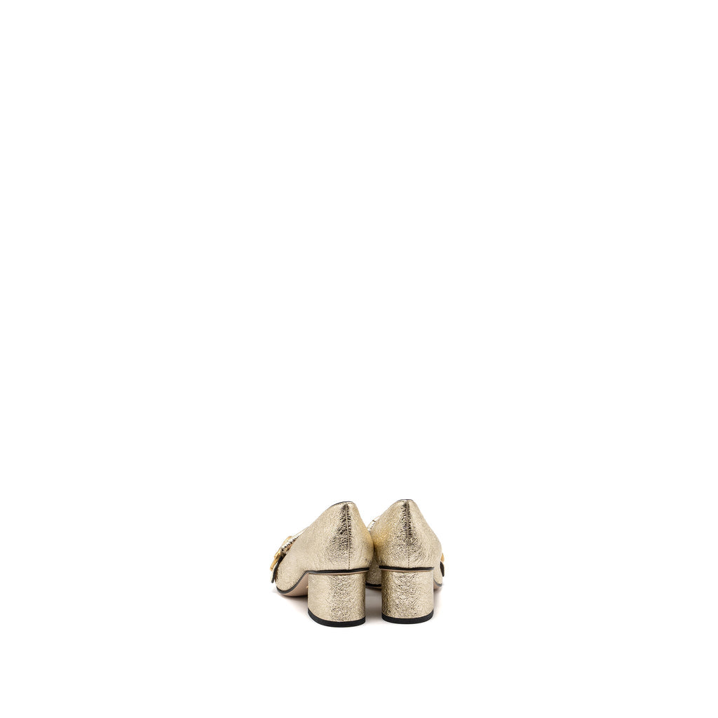 GUCCI GG MARMONT MID HEEL PUMP GOLD GHW