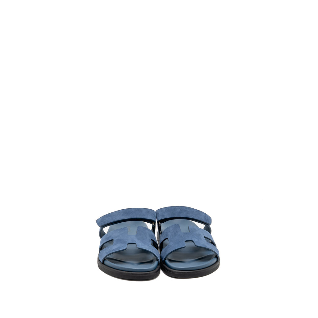 HERMES FEMME CHYPRE SANDALS CHEVRE VELOURS BLEU TURQUIN