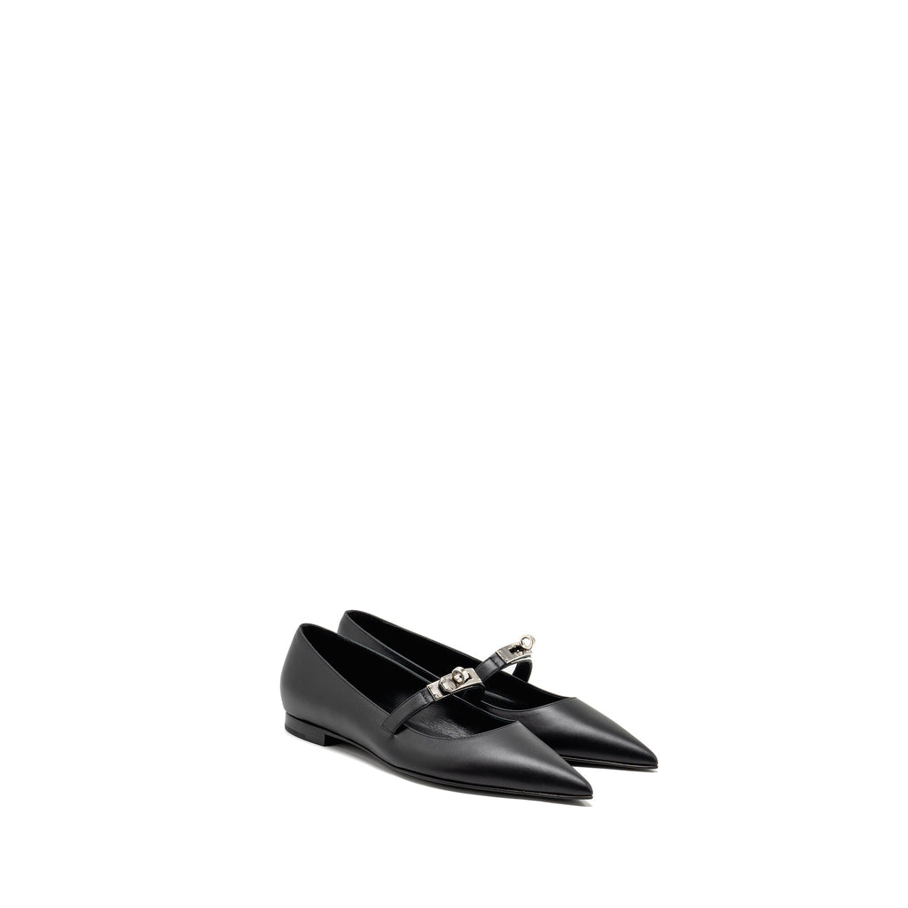 HERMES KELLY BALLET FLAT CALFSKIN BLACK SHW