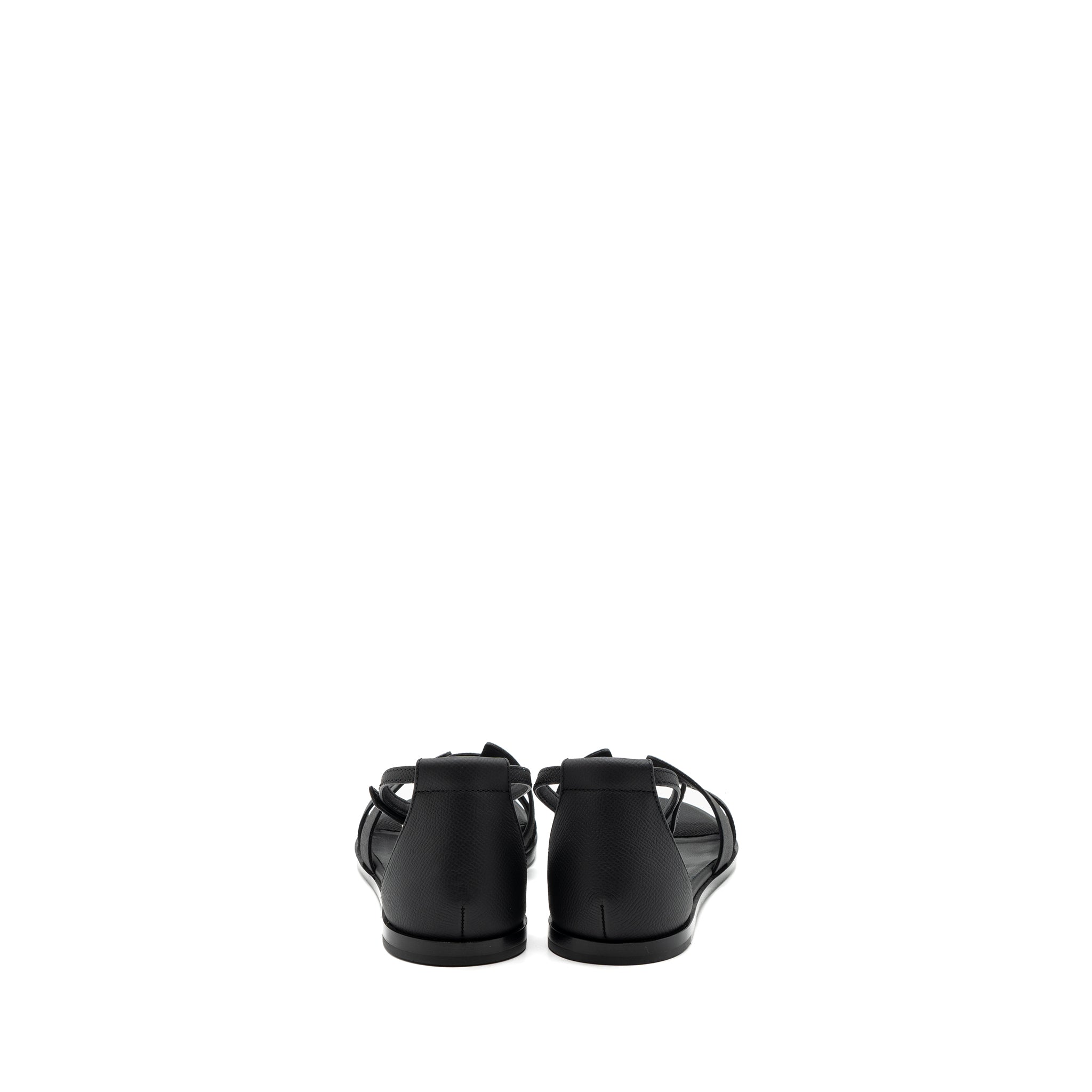 HERMES SANTORINI SANDALS LEATHER BLACK SHW