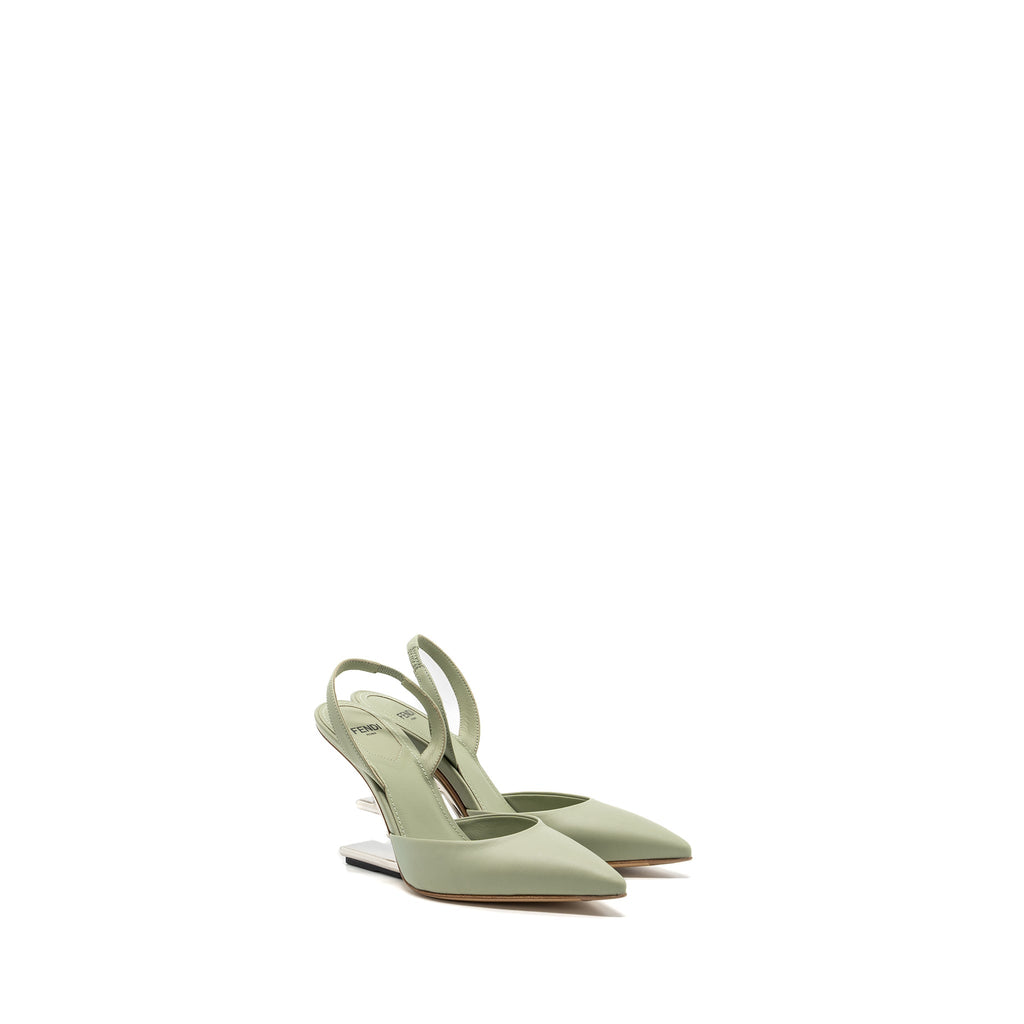 FENDI FENDI FIRST HIGH-HEELED SLINGBACKS LEATHER GREEN SHW
