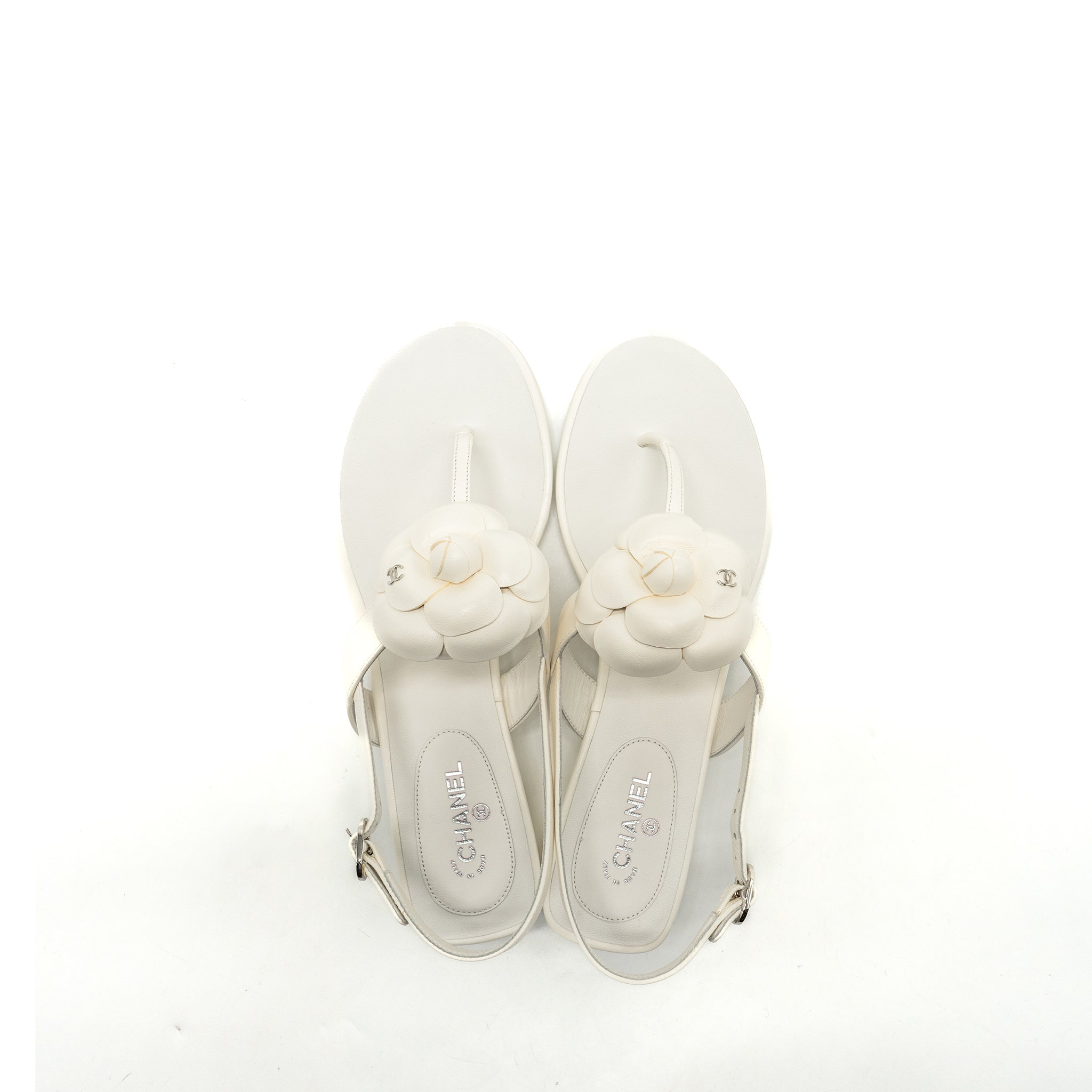 CHANEL CAMELLIA SANDALS WHITE