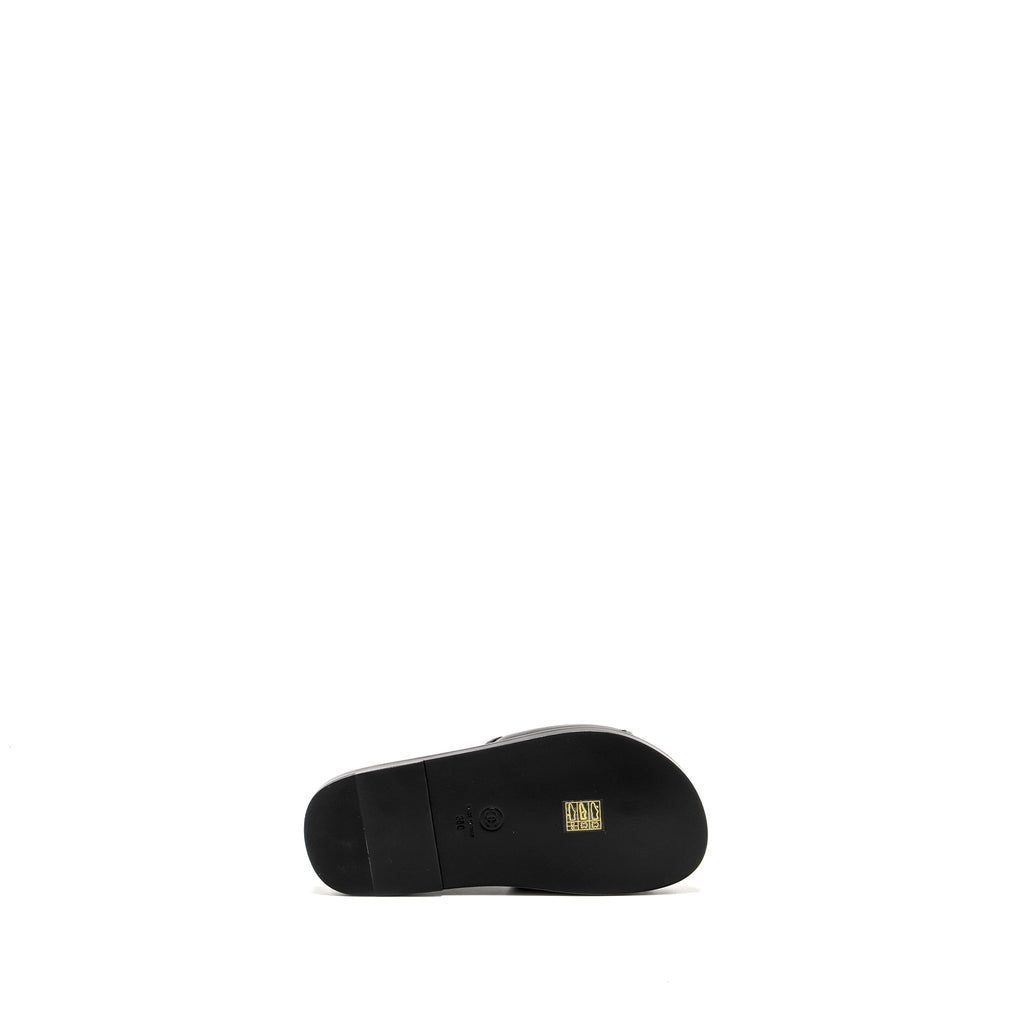 CHANEL LOGO LETTERS SANDALS/MULES LAMBSKIN BLACK/ MULTICOLOUR