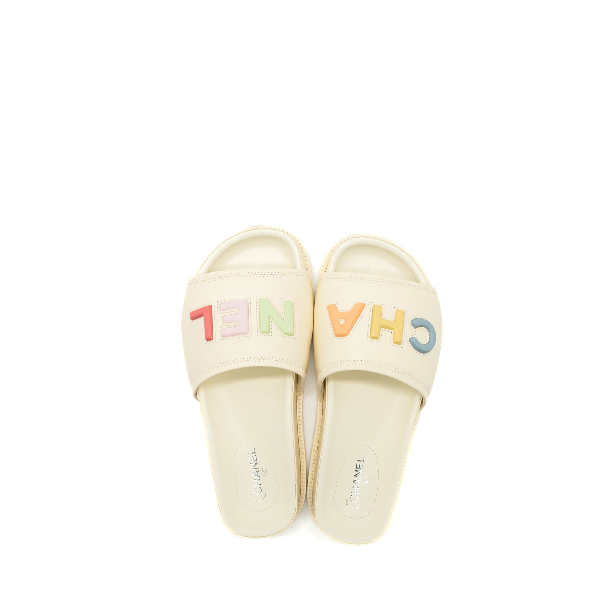 CHANEL LETTER SANDAL LEATHER WHITE/MULTICOLOUR