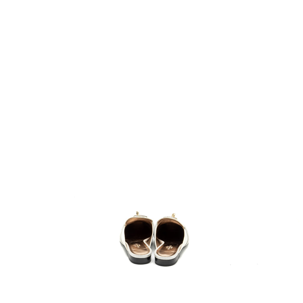 HERMES OZ MULE SUEDE GOATSKIN SILVER LGHW
