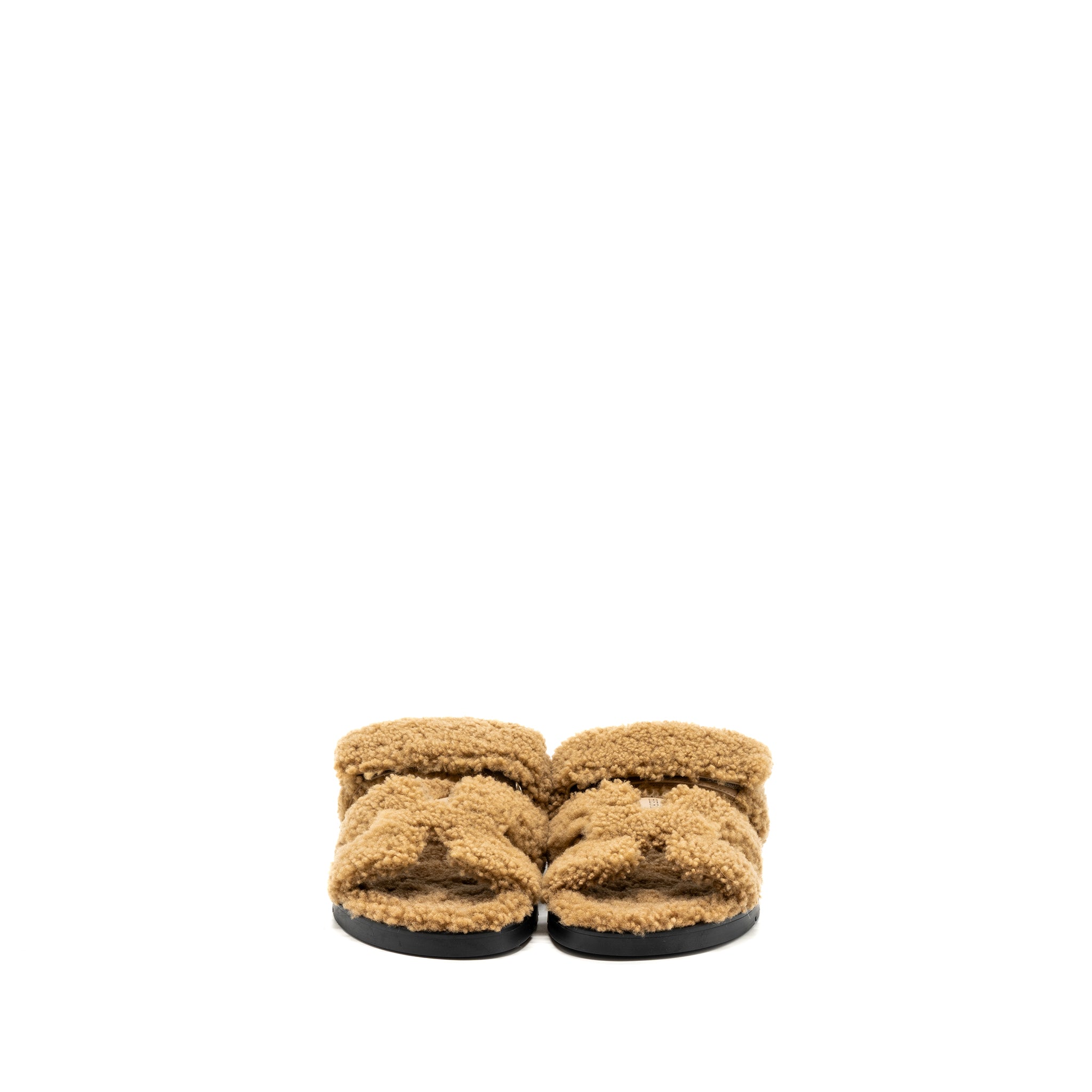 HERMES CHYPRE SANDALS PEAU LANIEE MER BEIGE ARGYLE