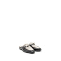 HERMES OZ MULE FRINGED CANVAS / CALFSKIN BLACK / BEIGE SHW