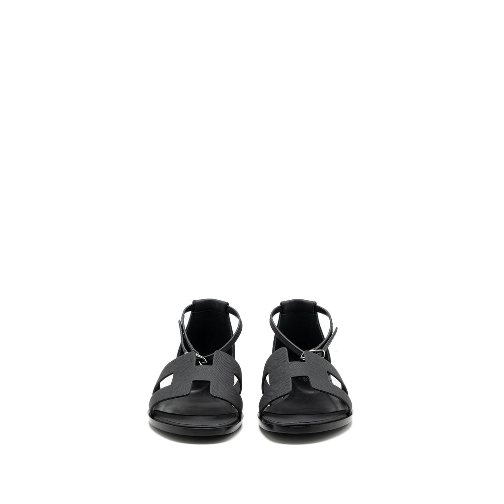 HERMES SANTORINI SANDALS LEATHER BLACK SHW