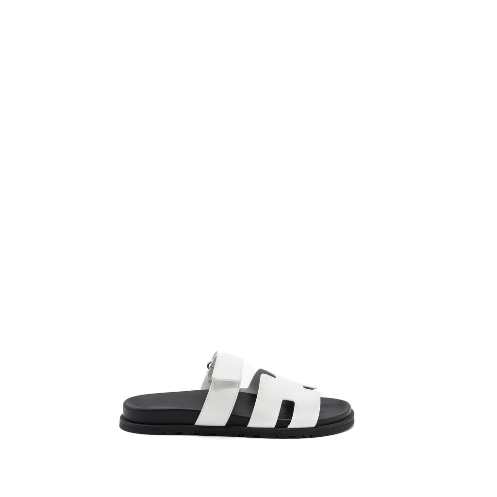 HERMES CHYPRE SANDALS EPSOM WHITE