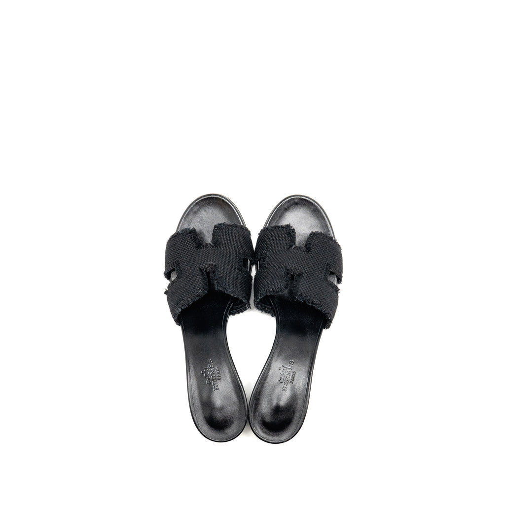 HERMES OASIS SANDAL CANVAS BLACK
