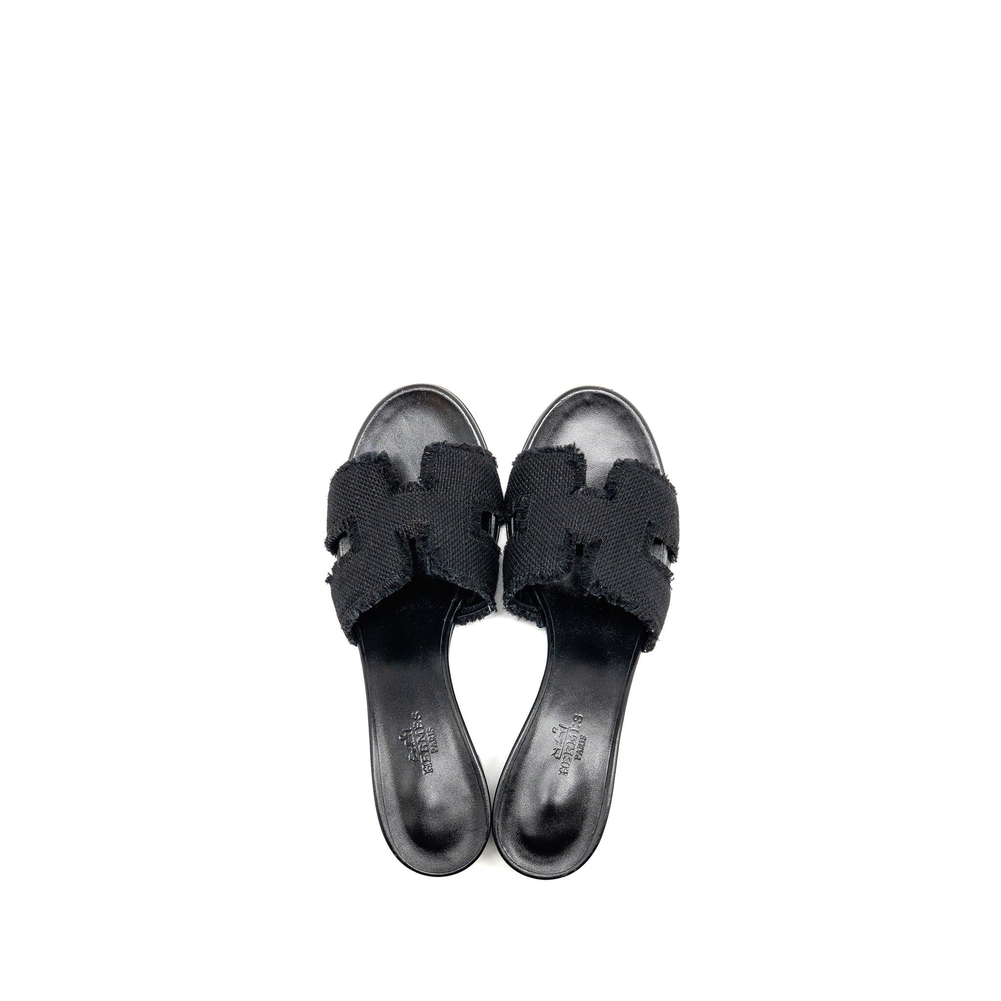 HERMES OASIS SANDAL CANVAS BLACK