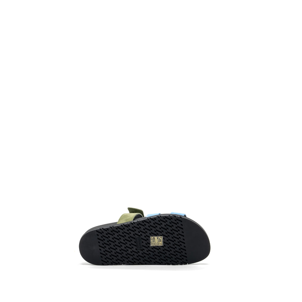 HERMES CHYPRE SANDALS CHÈVRE VELOURS BLEU CAMEO / VERT CELADON