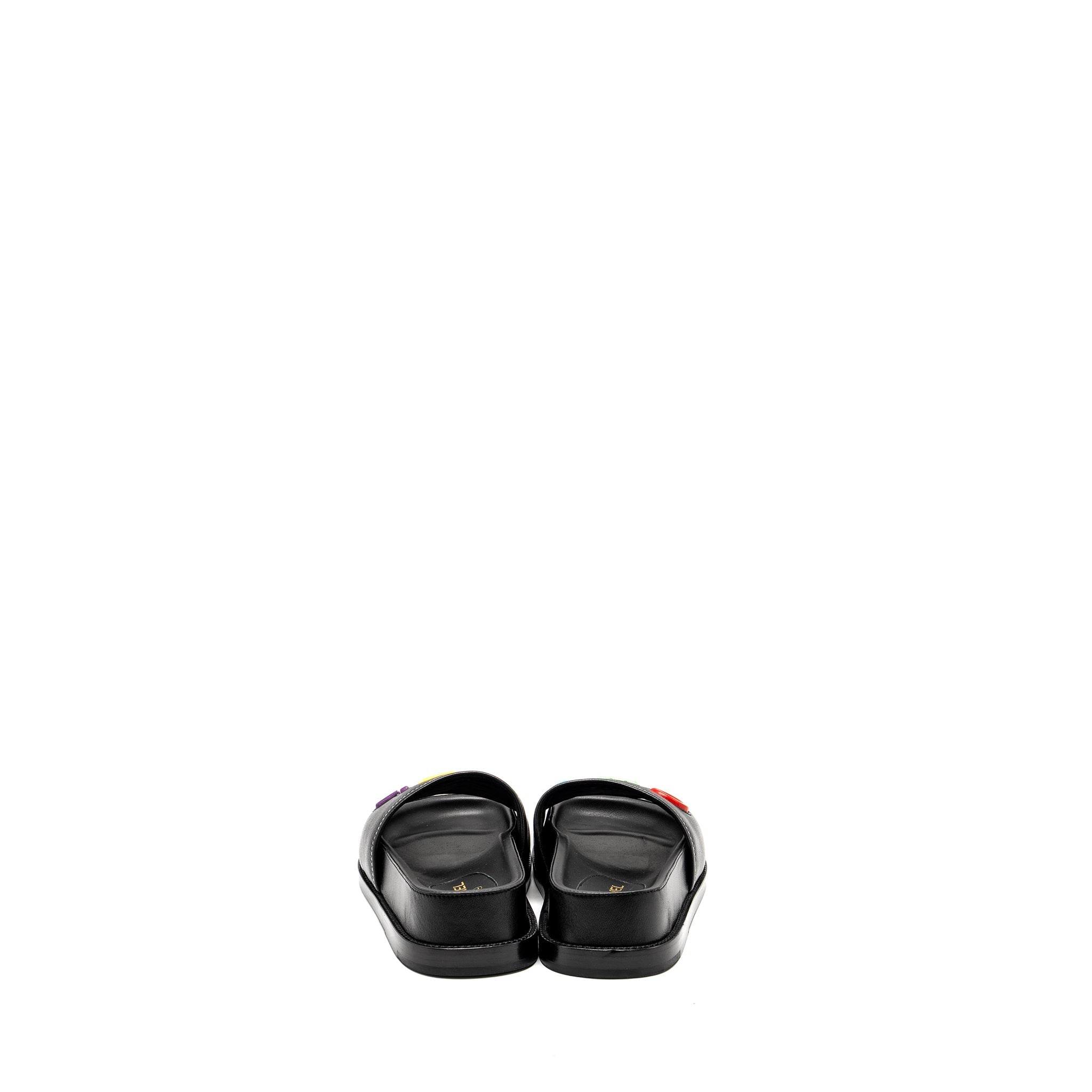 CHANEL LOGO LETTERS SANDALS/MULES LAMBSKIN BLACK/ MULTICOLOUR