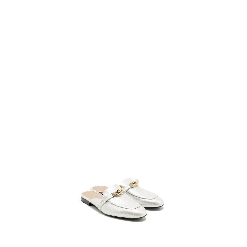 HERMES OZ MULE SUEDE GOATSKIN SILVER LGHW