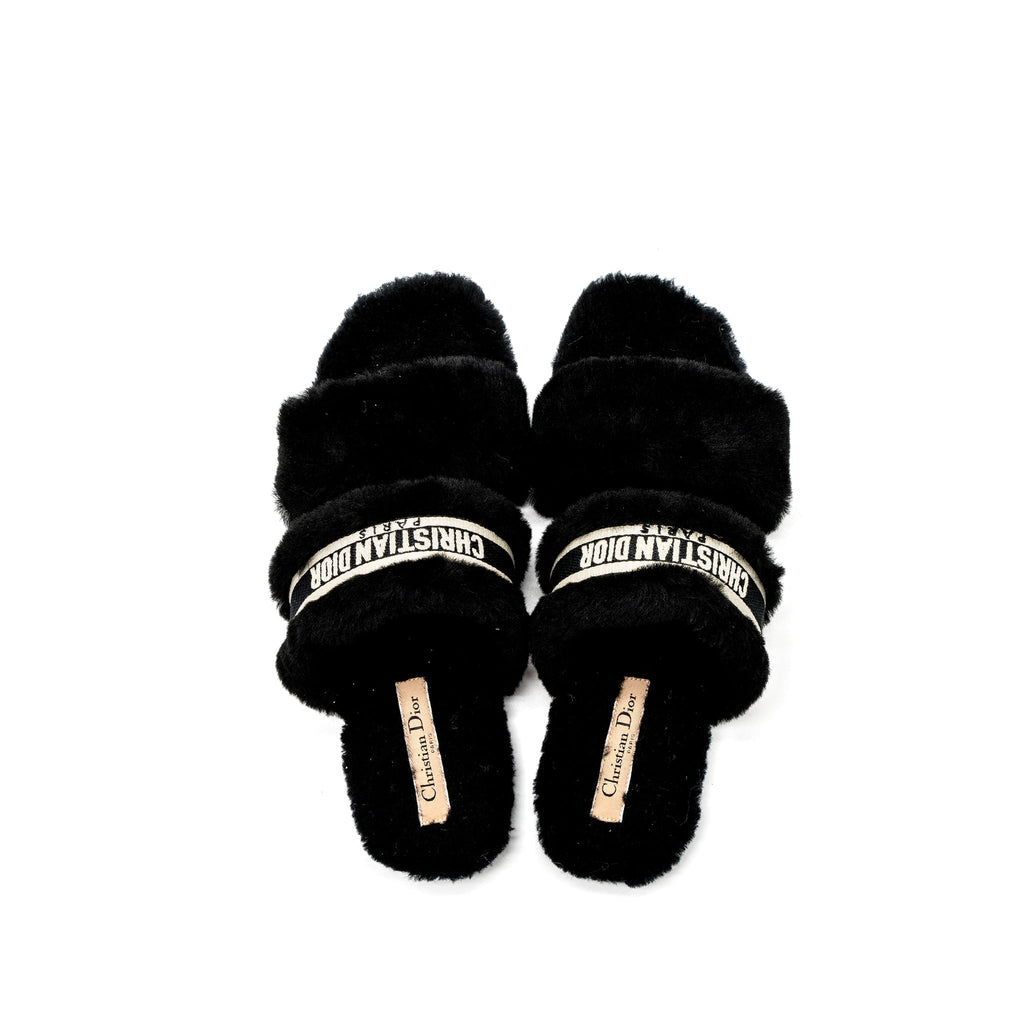 DIOR CHEZ MOI SANDALS SHEARLING BLACK
