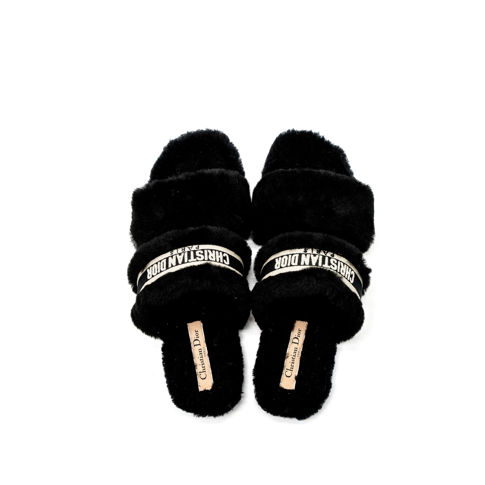 DIOR CHEZ MOI SANDALS SHEARLING BLACK