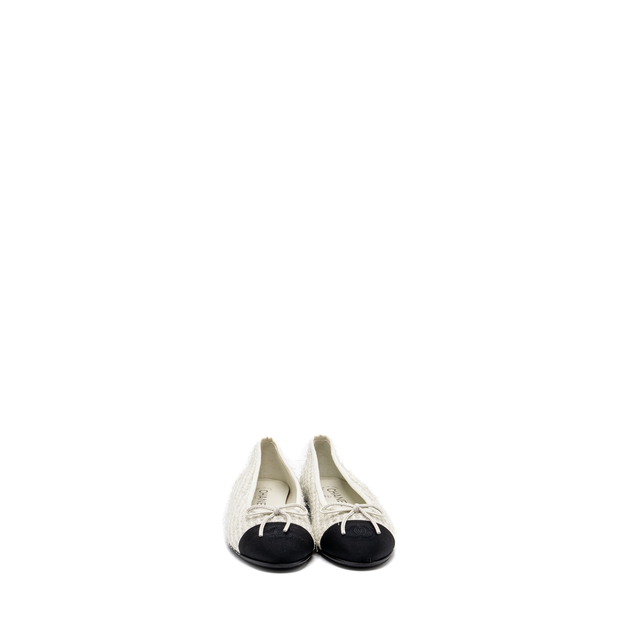 CHANEL BALLERINAS TWEED/ CANVAS BLACK/WHITE/MULTICOLUR
