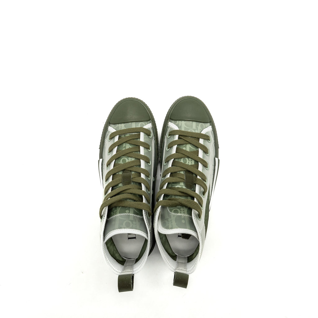 DIOR B23 OBLIQUE HIGH-TOP SNEAKER GREEN/OBLIQUE
