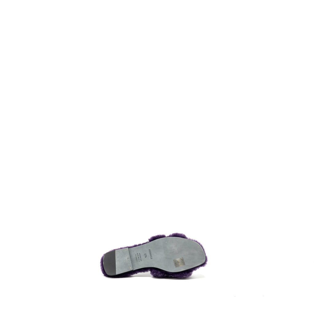 HERMES ORAN SANDAL SHEARLING PURPLE