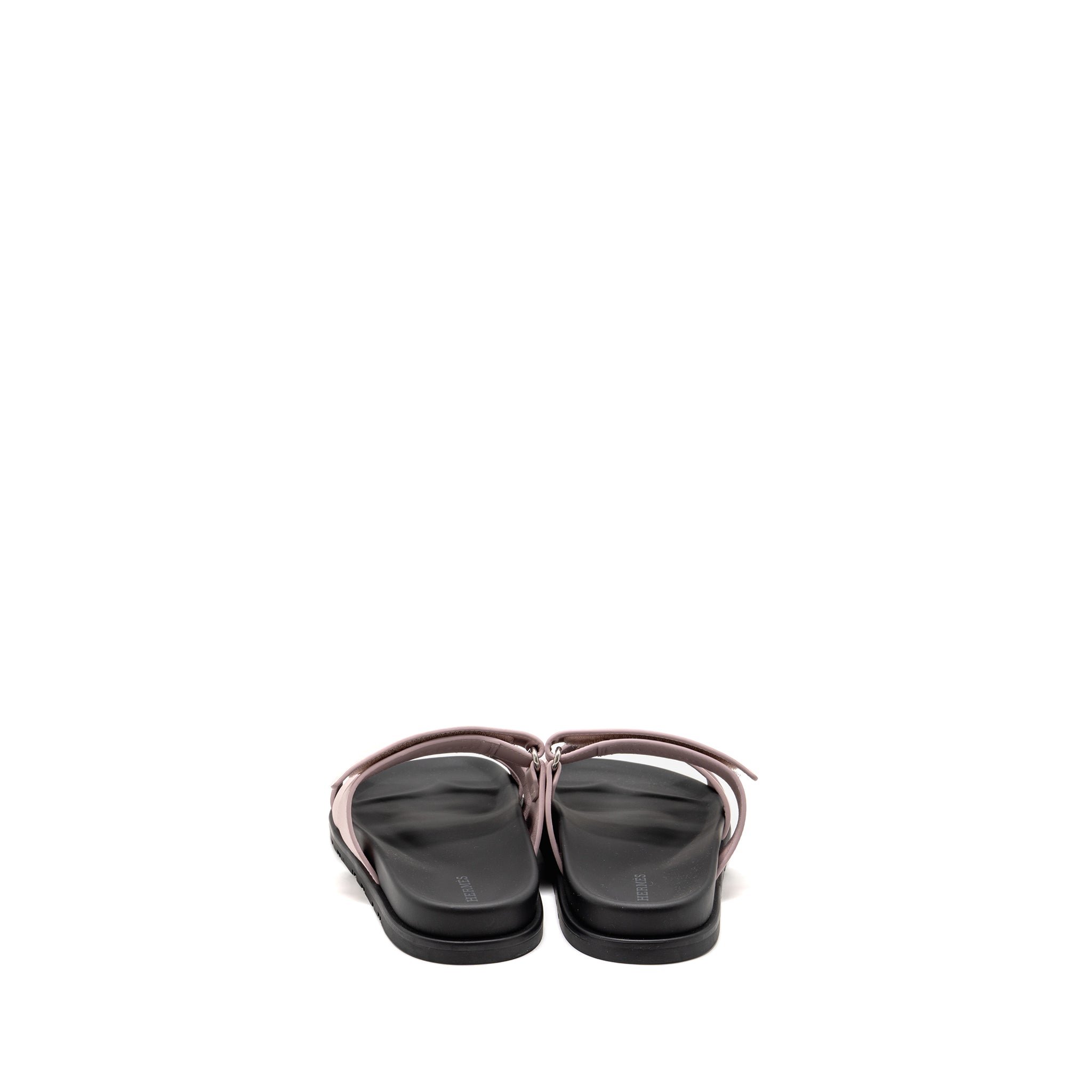 HERMES FEMME CHYPRE SANDALS CAFLSKIN ROSE CANCAN