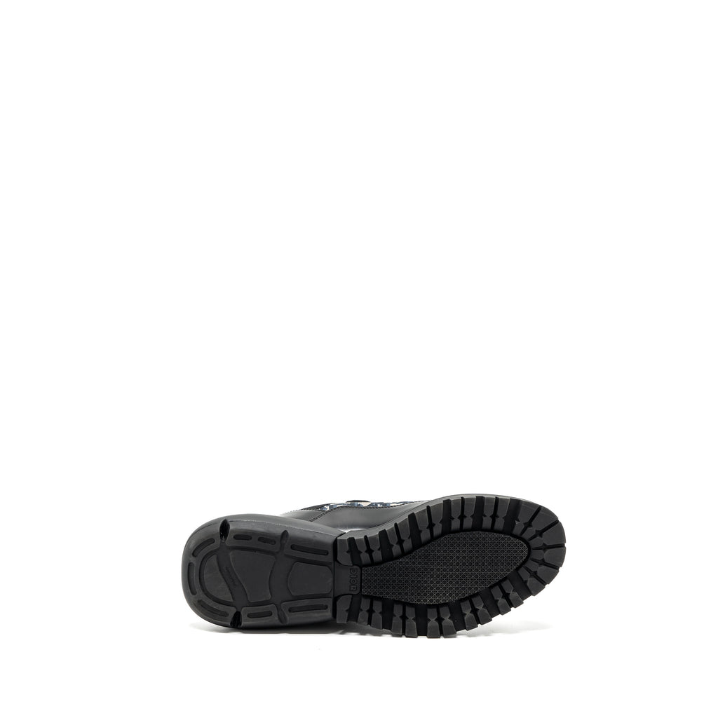 DIOR COMBAT MID TOP BOOTS DIOR BLUE OBLIQUE BLACK SHW