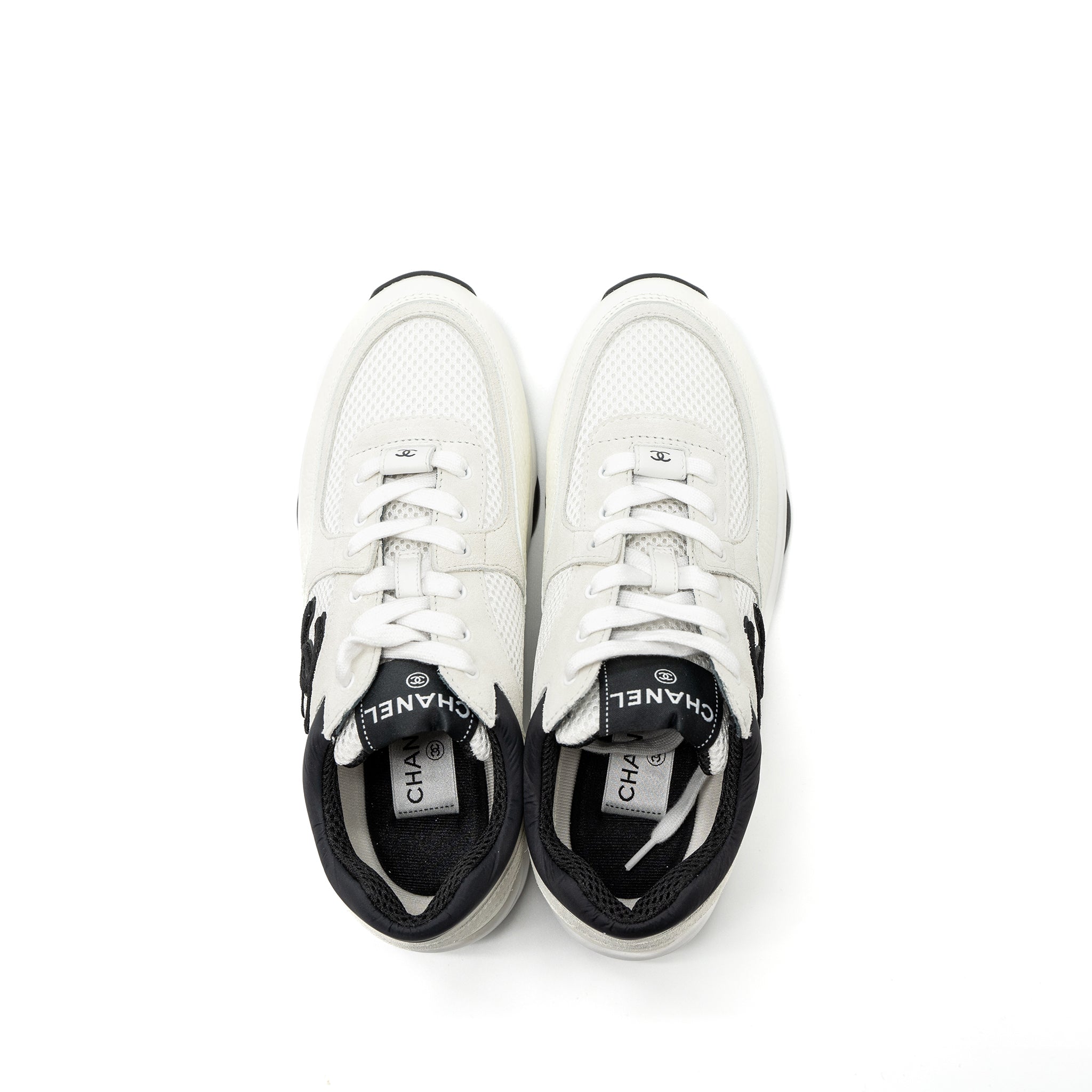 CHANEL TRAINERS SUEDE/CALFSKIN BLACK/WHITE
