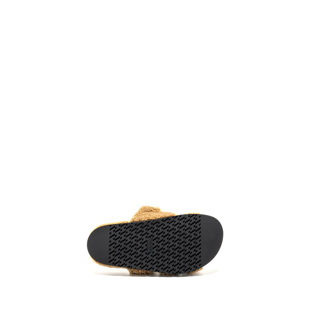 HERMES CHYPRE SANDALS SHEARLING BEIGE ARGYLE