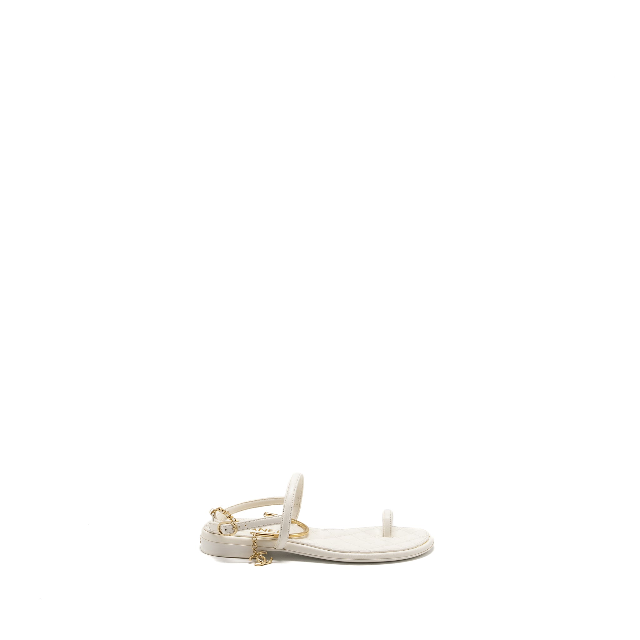CHANEL 22S CAMELLIA SANDALS LAMBSKIN WHITE