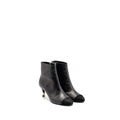 CHANEL INTERLOCKING BOOTS LETTER/PEARL LEATHER BLACK