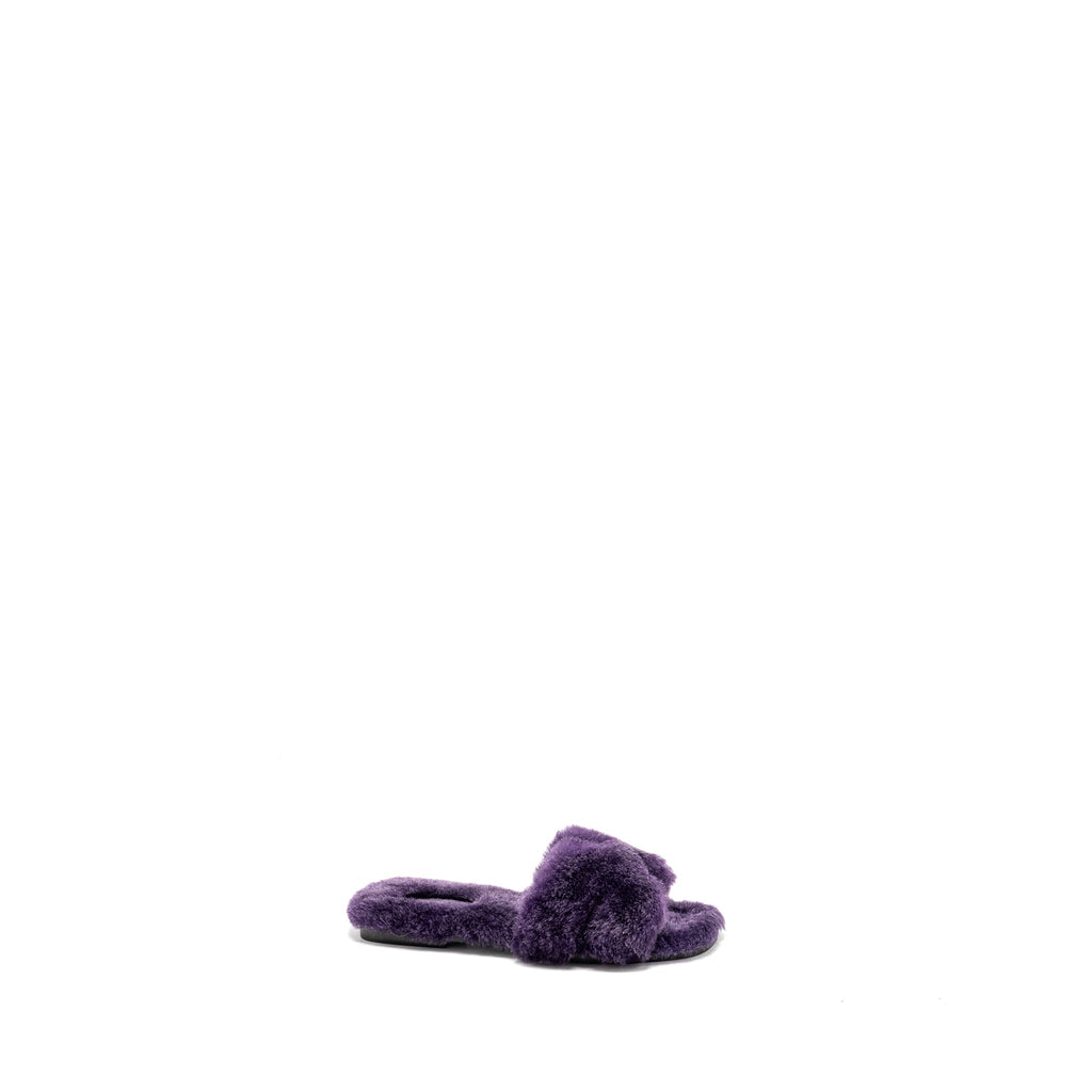 HERMES ORAN SANDAL SHEARLING PURPLE