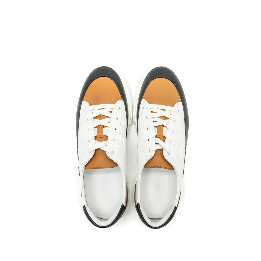 HERMES HOMME DEEP SNEAKER CALFSKIN WHITE/NATURAL/BLACK