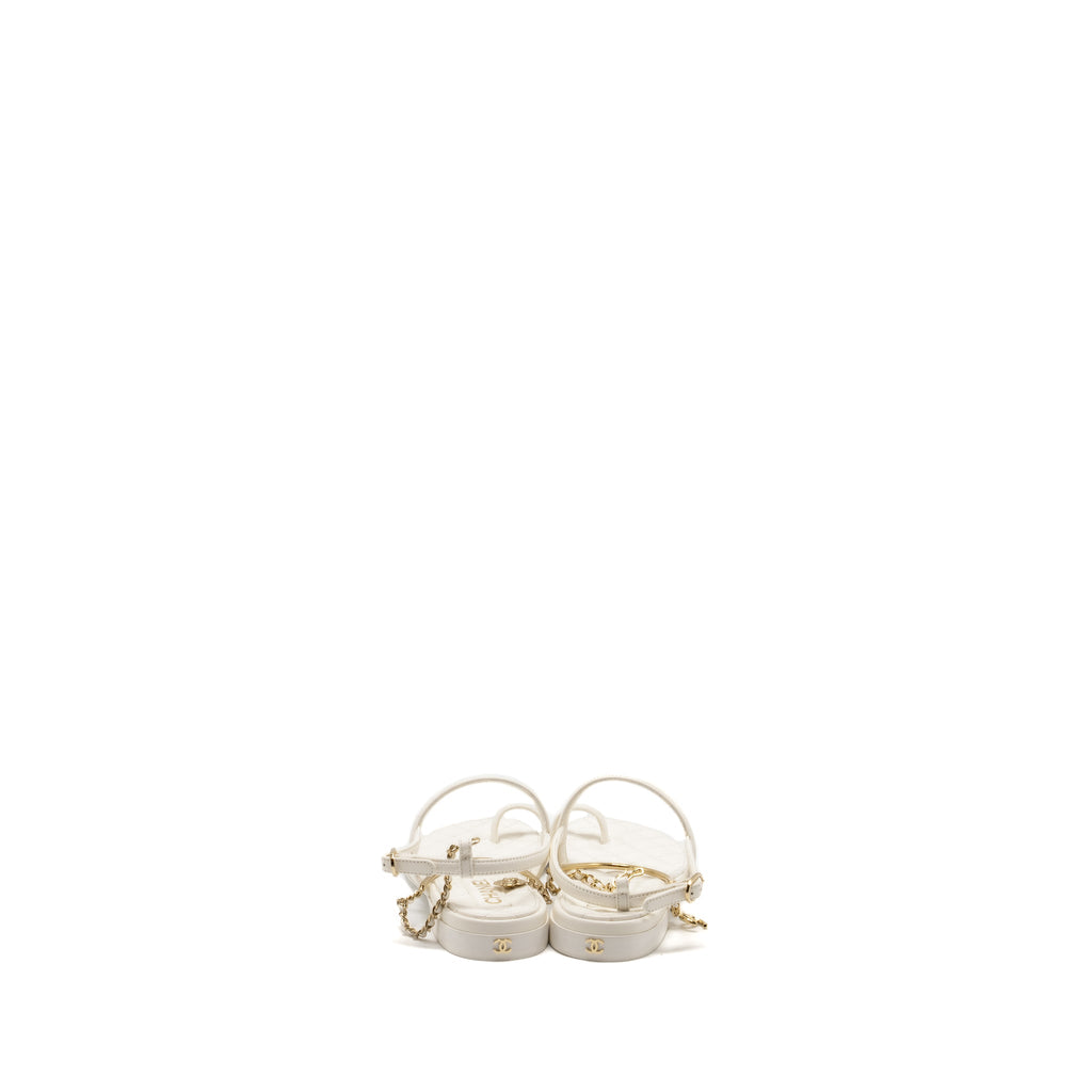 CHANEL 22S CAMELLIA SANDALS LAMBSKIN WHITE
