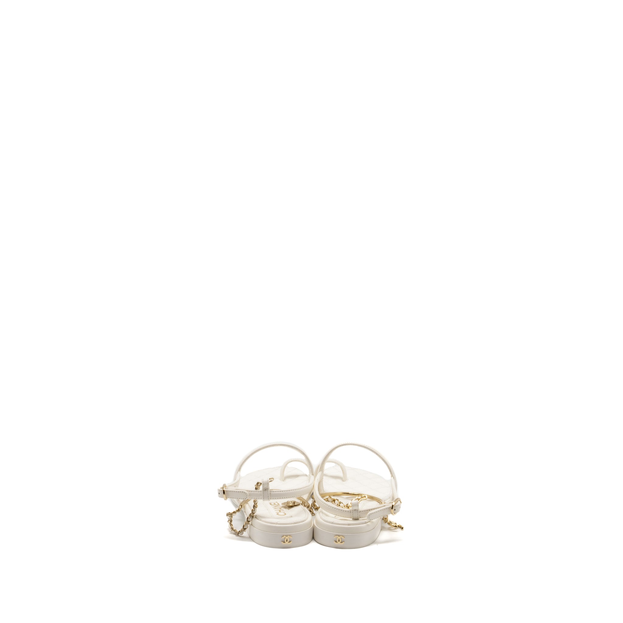 CHANEL 22S CAMELLIA SANDALS LAMBSKIN WHITE