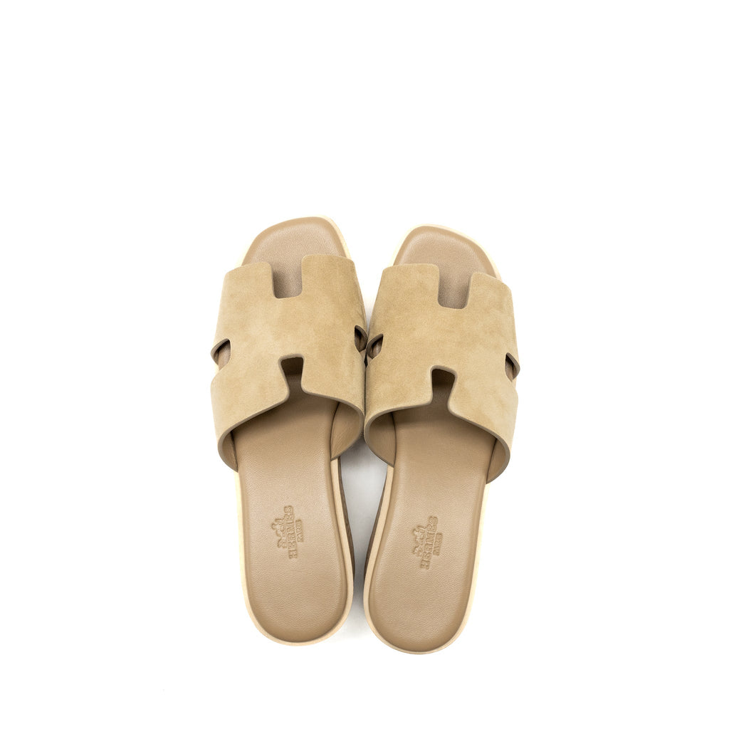 HERMES EZE SANDALS SUEDE/GOATSKIN BEIGE