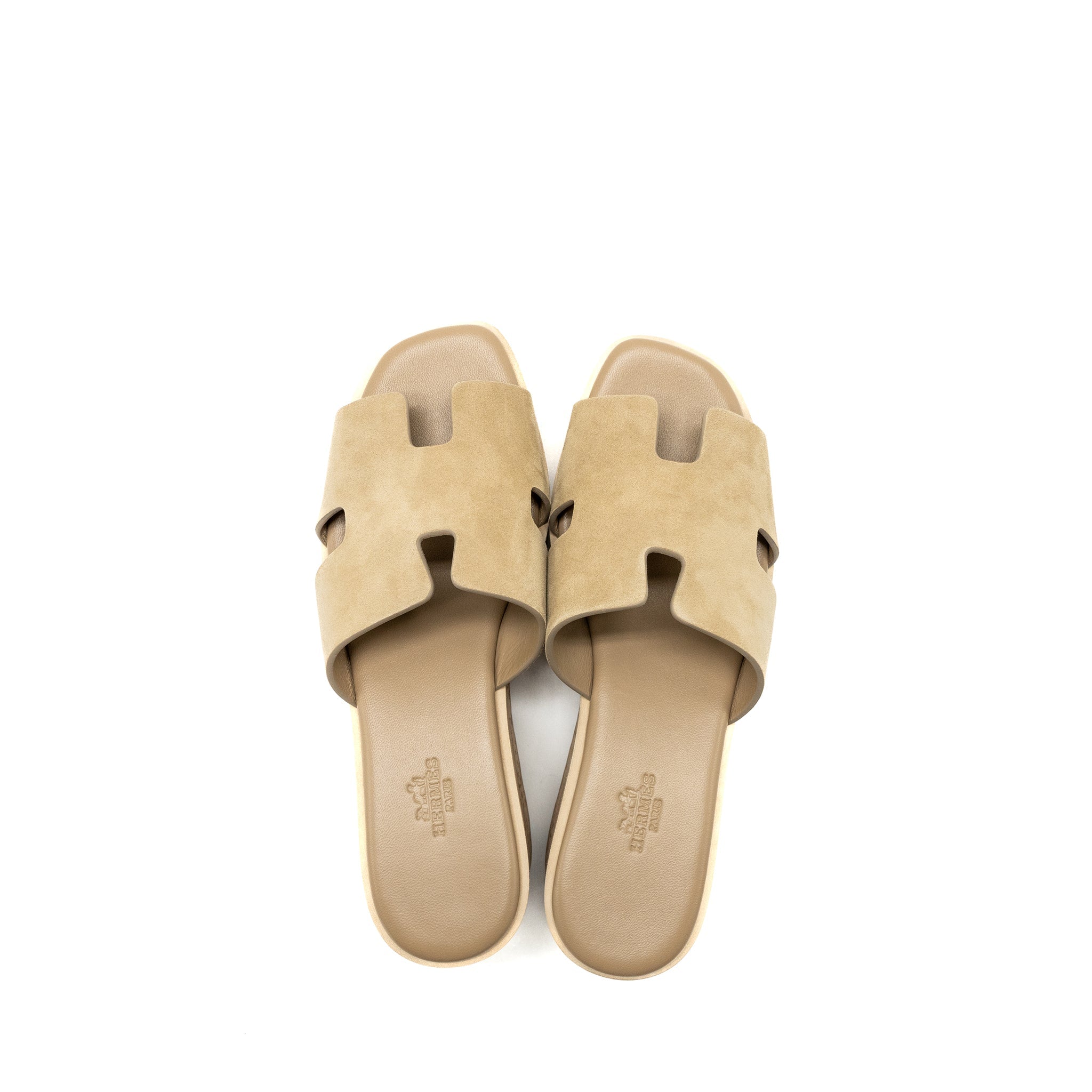 HERMES EZE SANDALS SUEDE/GOATSKIN BEIGE