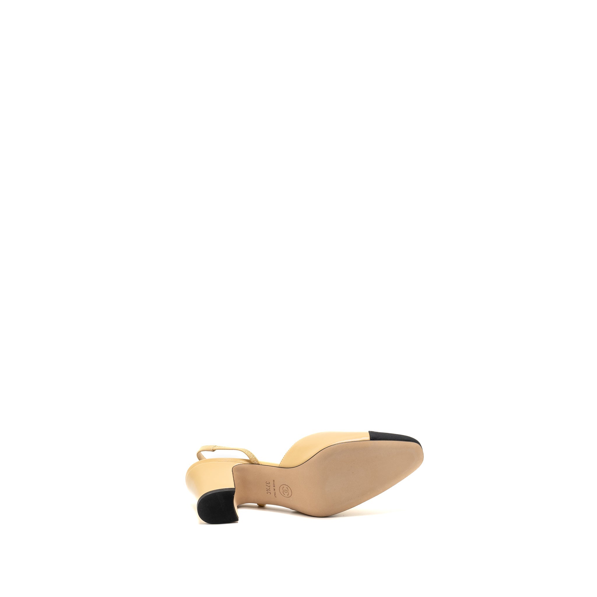 CHANEL SLING BACK BEIGE/BLACK