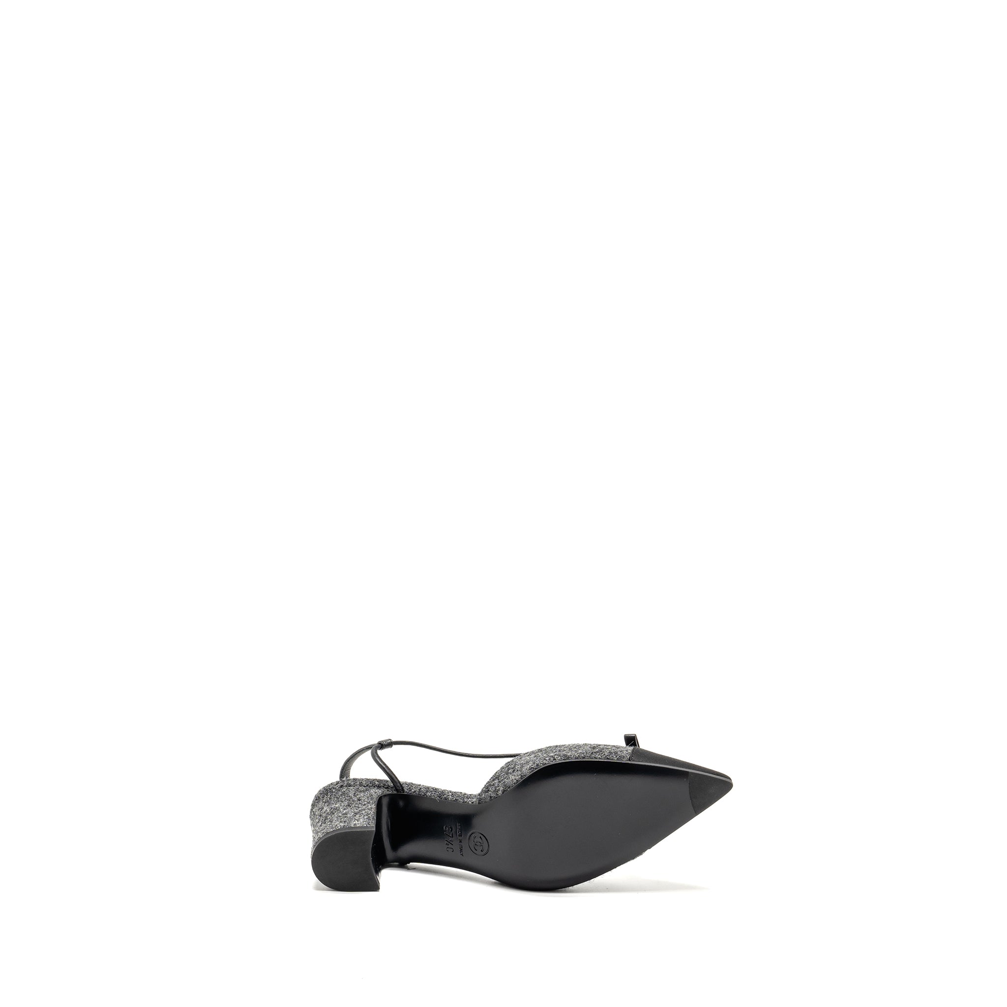 CHANEL CAP TOE CC SLINGBACK PUMPS TWEED GREY/BLACK
