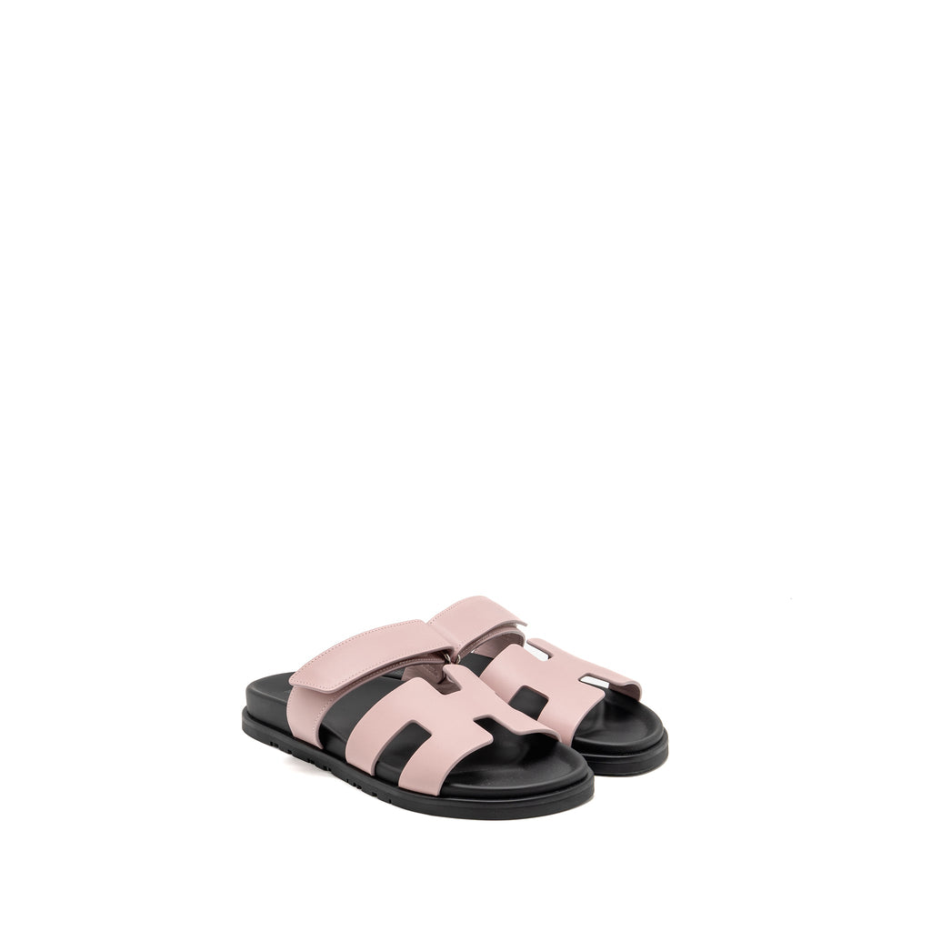 HERMES FEMME CHYPRE SANDALS CAFLSKIN ROSE CANCAN