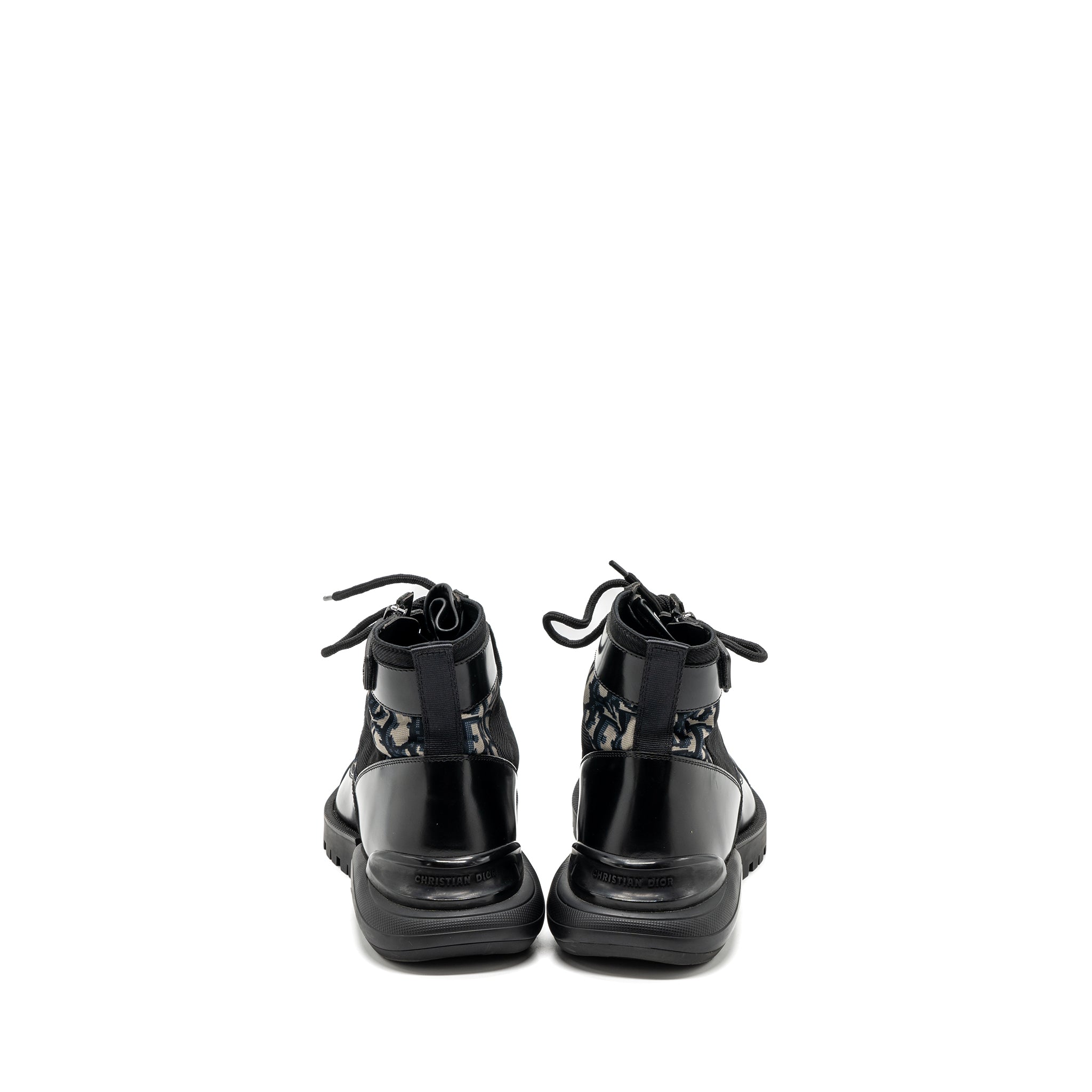 DIOR COMBAT MID TOP BOOTS DIOR BLUE OBLIQUE BLACK SHW