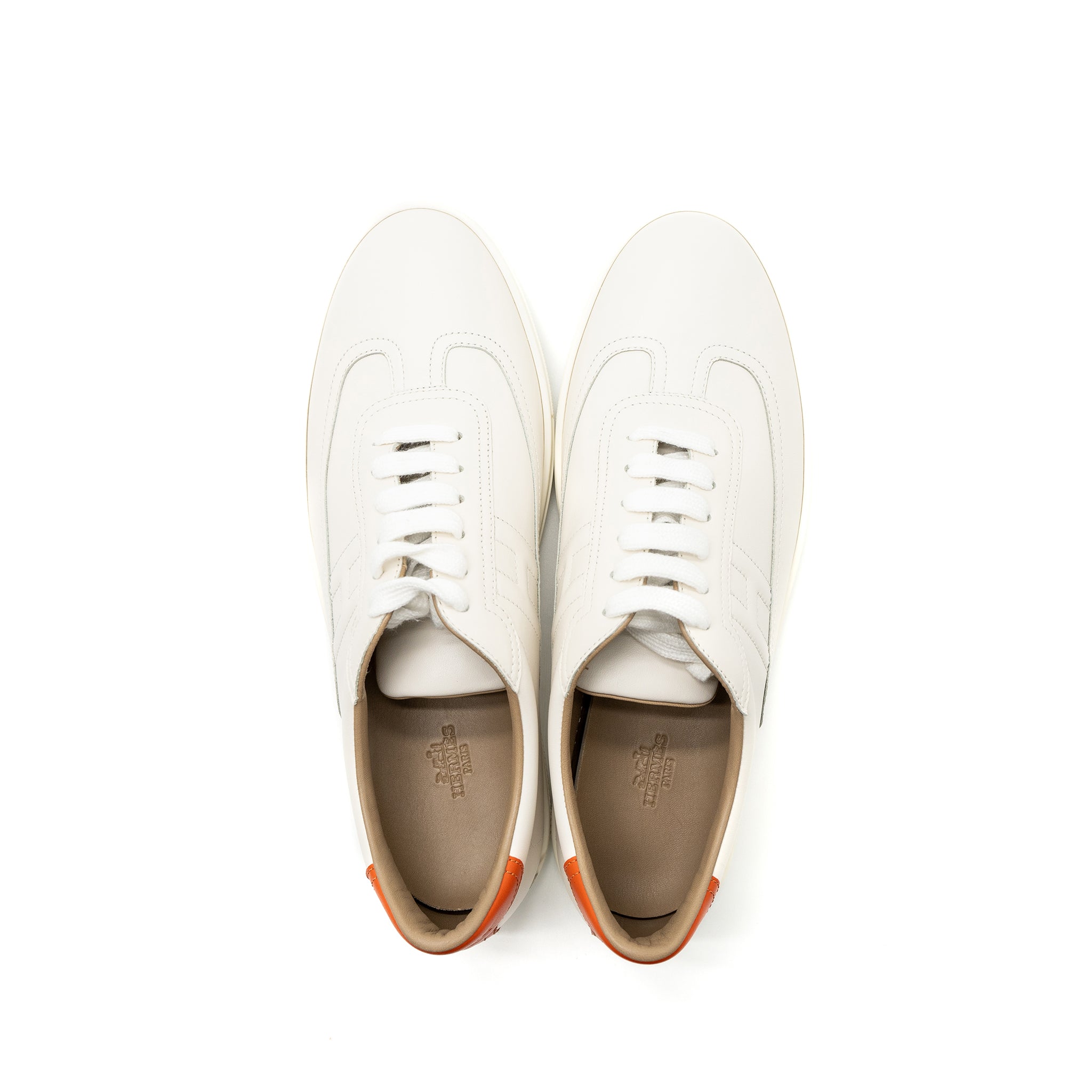 HERMES HOMME SNEAKER CALFSKIN WHITE / ORANGE