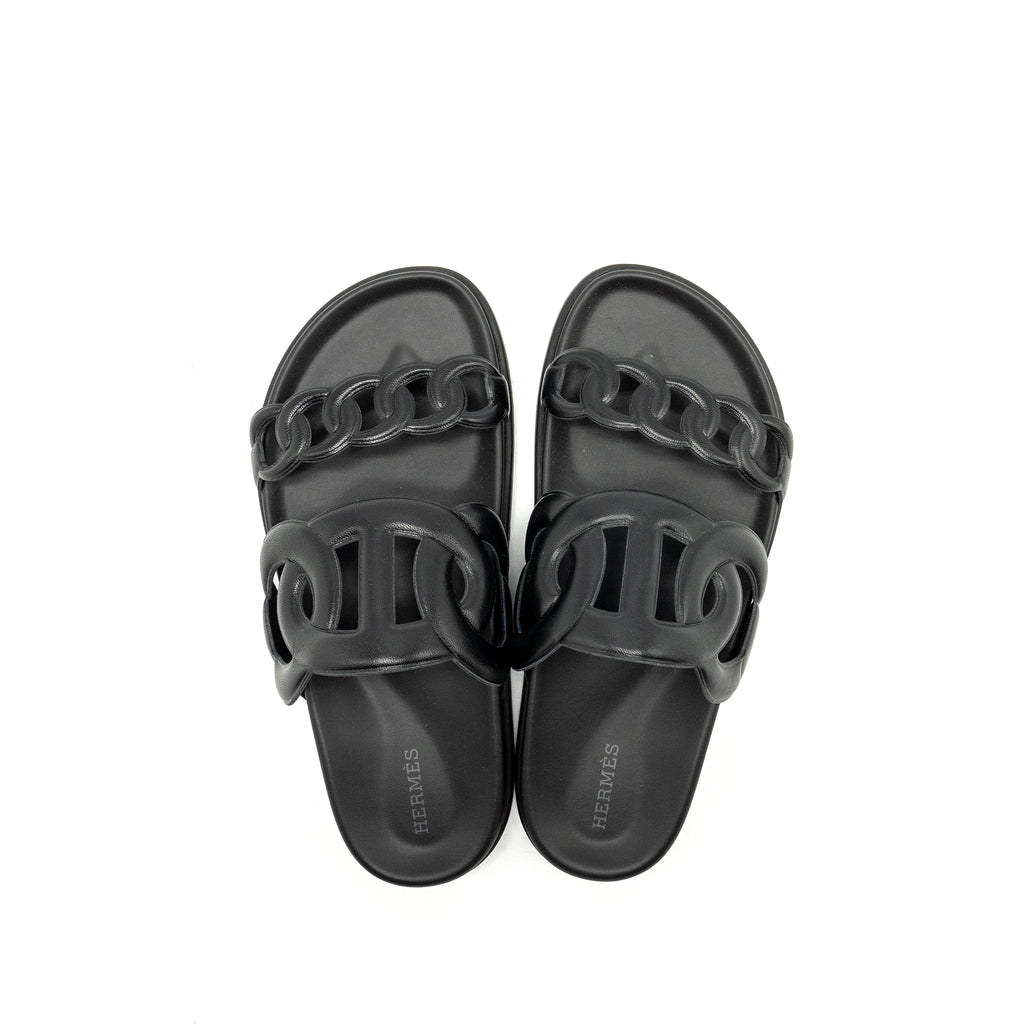 HERMES EXTRA SANDALS NAPPA BLACK