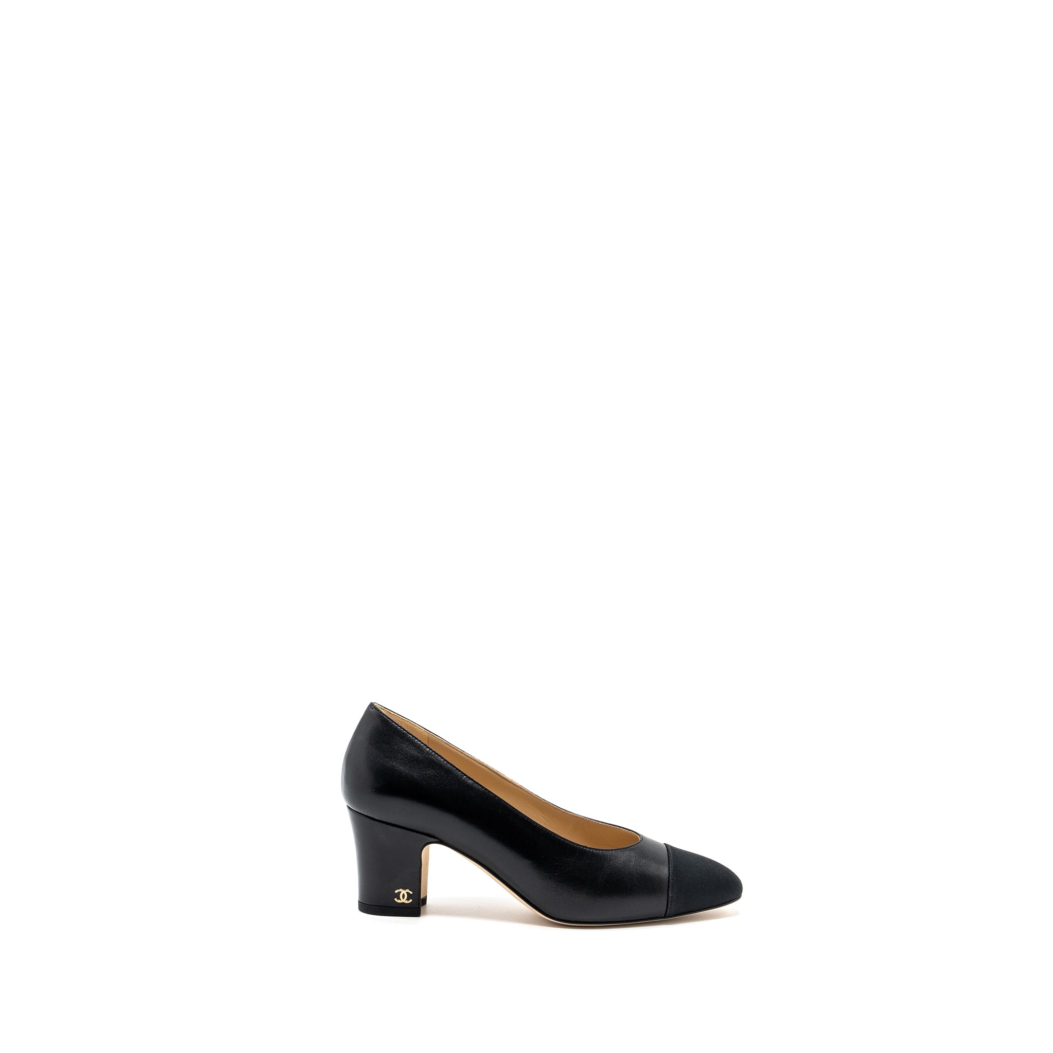 CHANEL HEELS LEATHER/ FABRIC BLACK