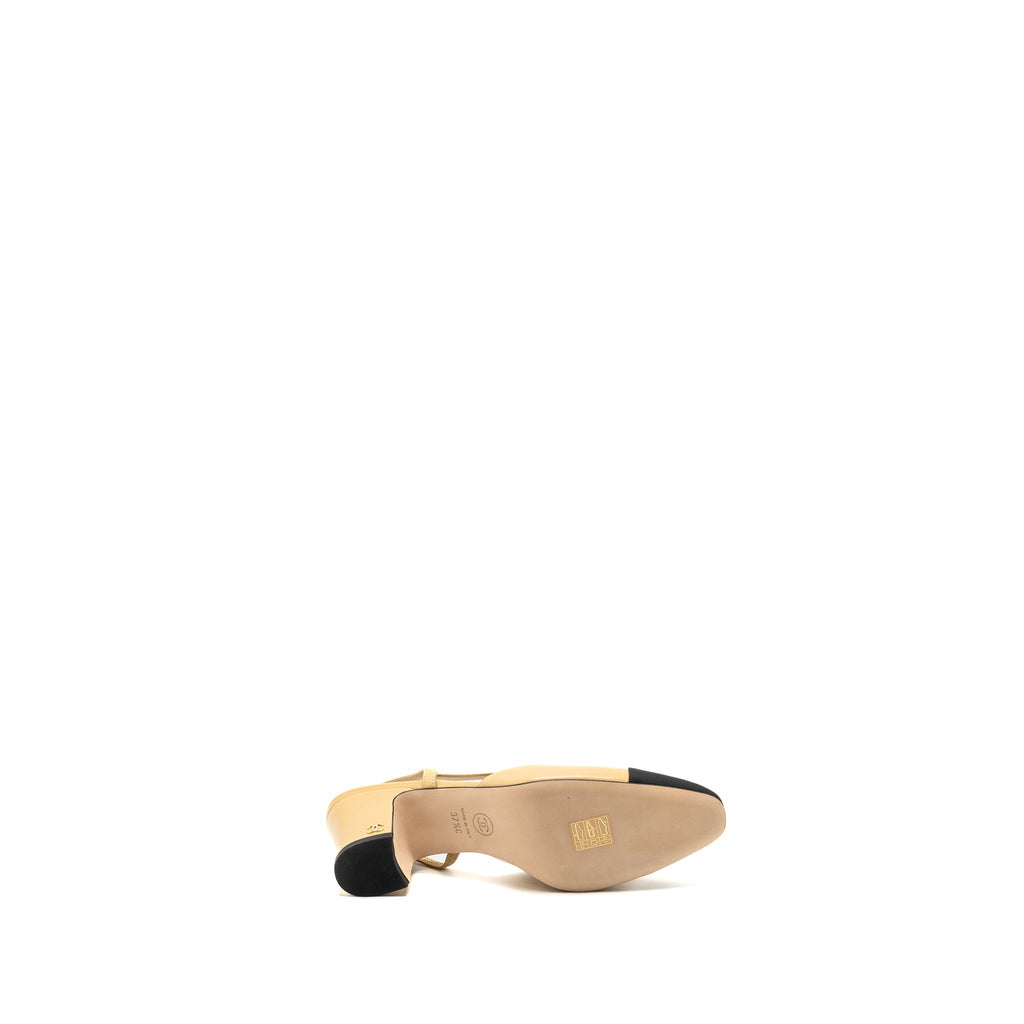 CHANEL SLING BACK BEIGE/BLACK