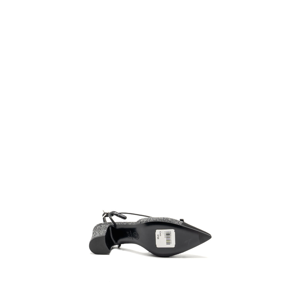 CHANEL CAP TOE CC SLINGBACK PUMPS TWEED GREY/BLACK